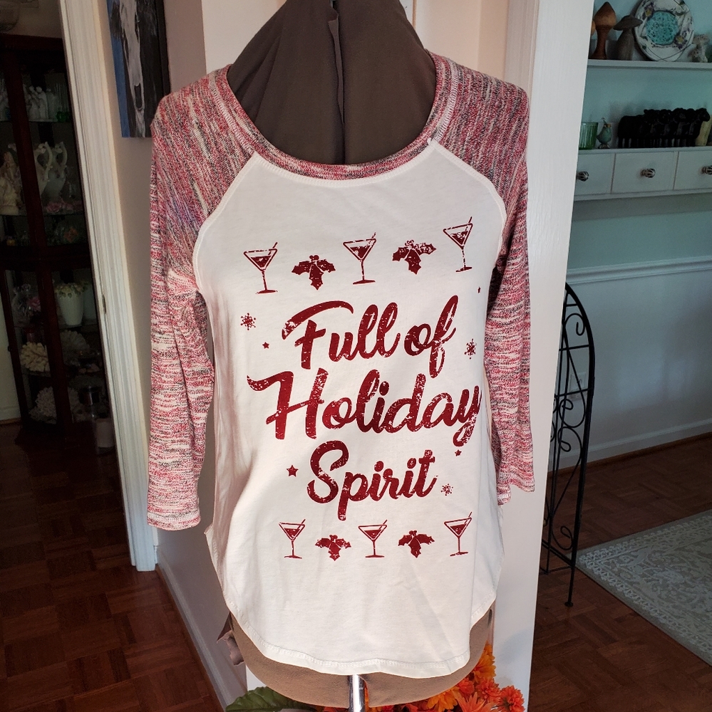 joei & i.  Baseball tee with sweater sleeves